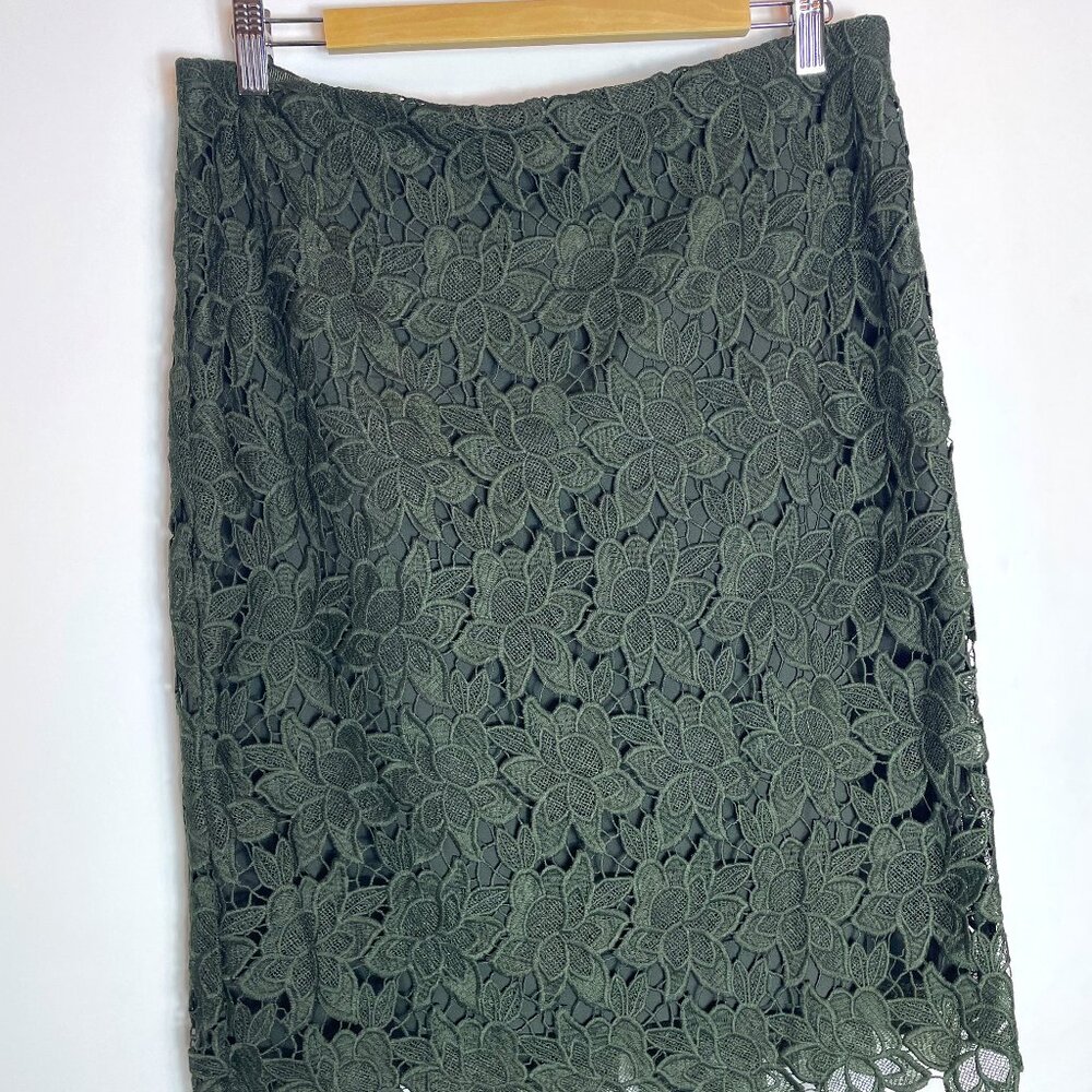 Ann Taylor Pencil Skirt Lace Green Size 12